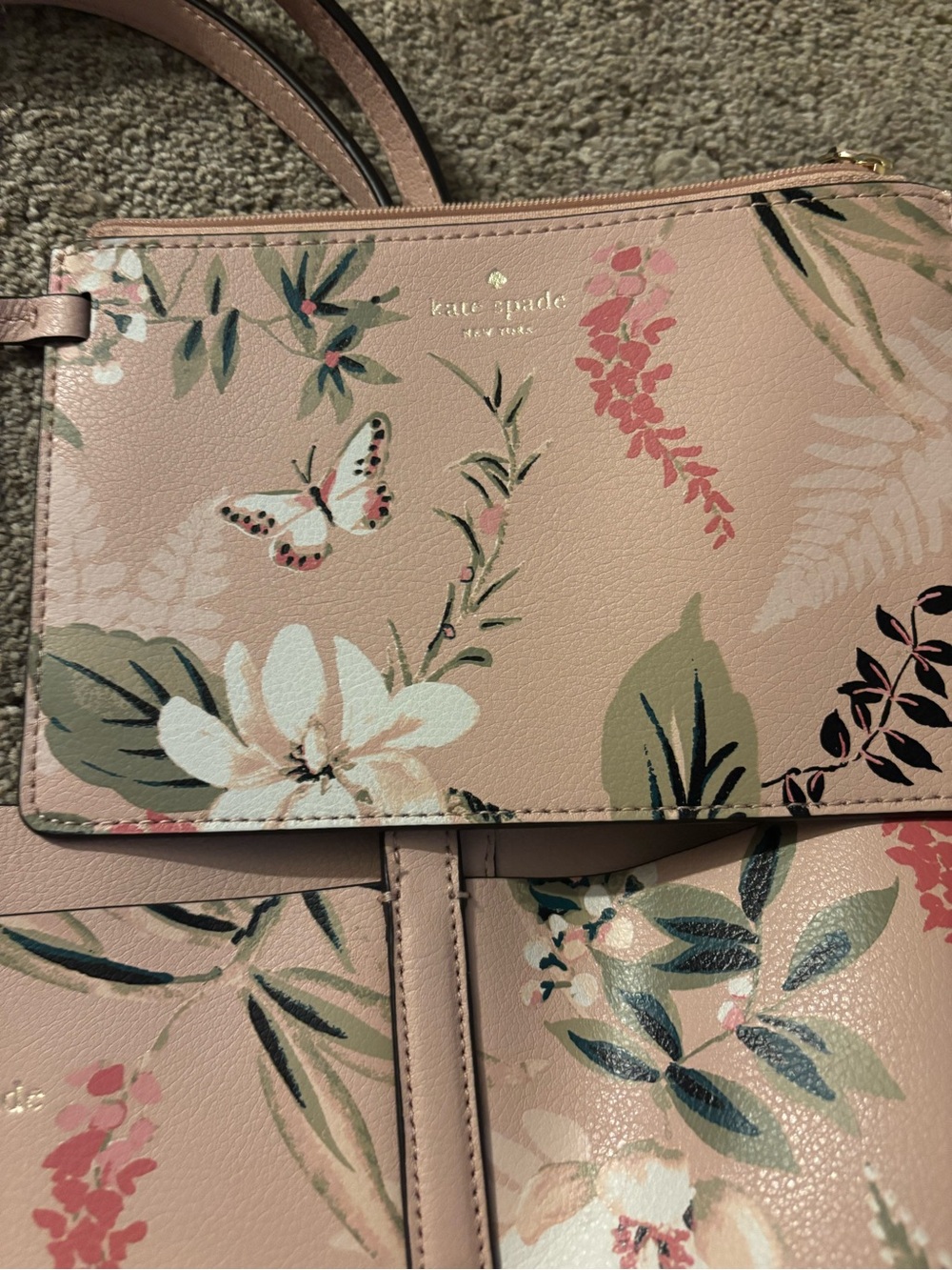 kate spade Pink Floral Tote with Matching Pouch - Picture 3 of 13